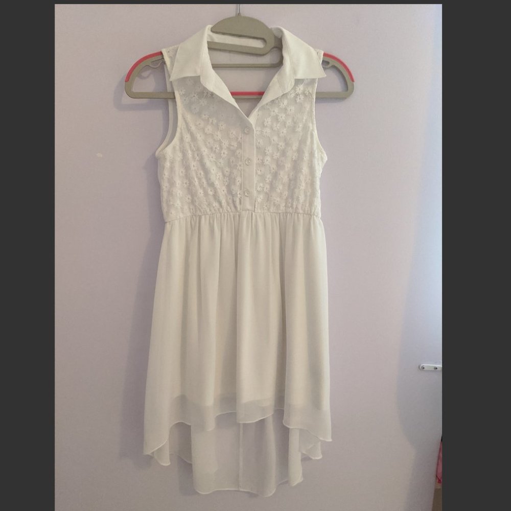 Cute White High Low Dress